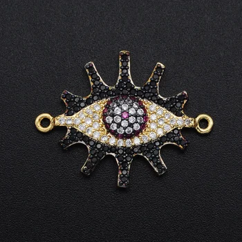 

5pcs/lot 26x21mm CZ Zircon DIY Jewelry Chic Evil Eye Charm Connectors Wholesale Jewellery Connector Factory Sale