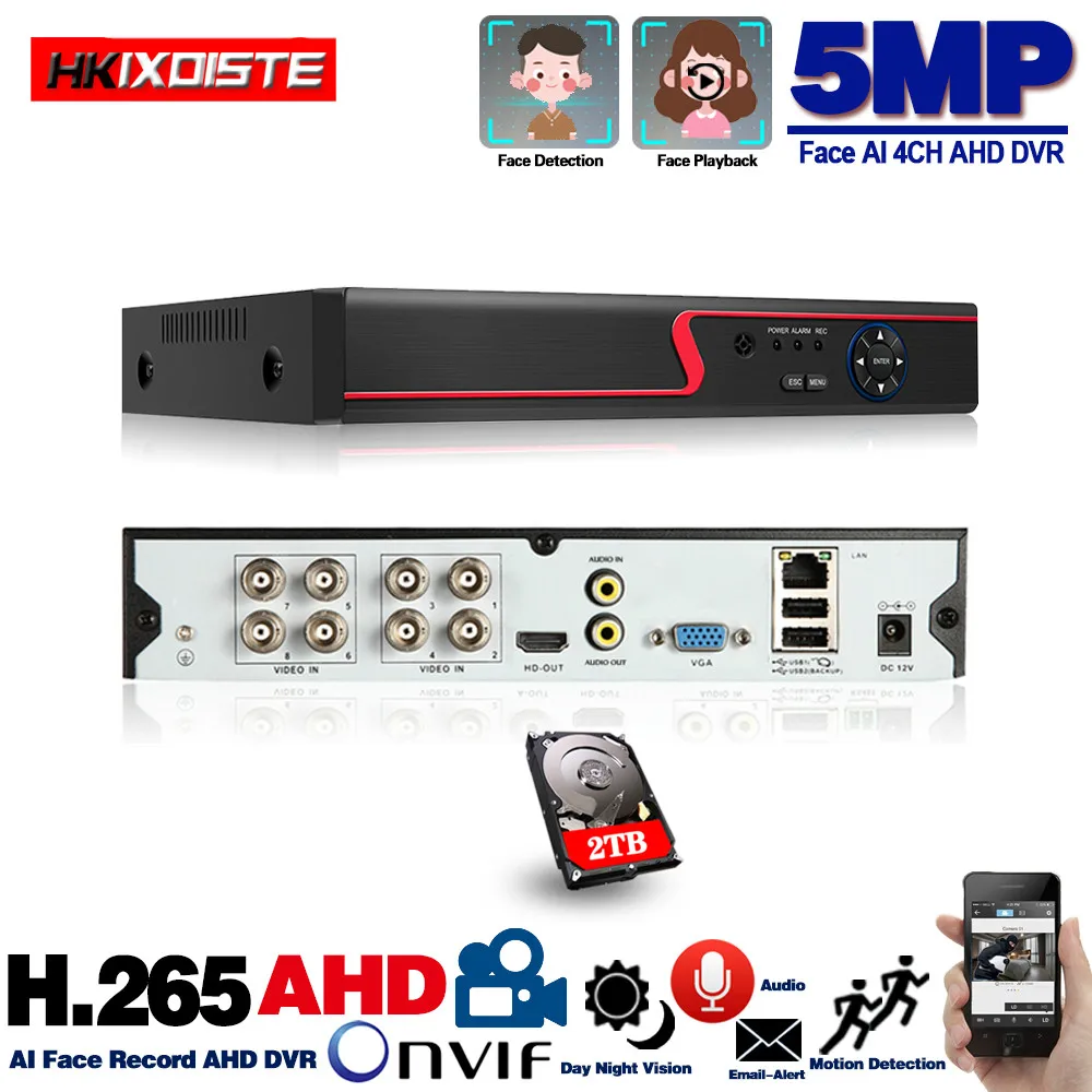 Видеорегистратор DVR 16CH 8CH 4CH CCTV для CVBS AHD аналоговая камера IP Onvif P2P 5MP