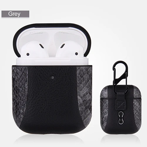 grey Кожаный Стиль чехол для наушников Airpods 1 2 чехол бизнес Мягкий ТПУ полный защитный чехол для Airpods 2 Чехол Мягкий чехол - Цвет: grey