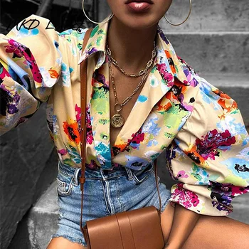 

Women Half Sleeve Print Puffed Sleeve Blouse Shirt