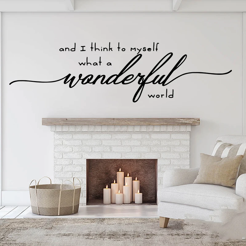 And I Think to Myself What a Wonderful World Wall Sticker Entryway Living Room Family House Quote Wall Decal Bedroom Vinyl Decor (2)