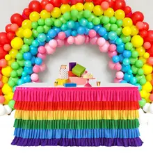 6 футов/9 футов/14 футов, Радужный цвет, 6-слойные шифоновые юбки для стола, вечерние юбки для круглого или прямоугольного стола