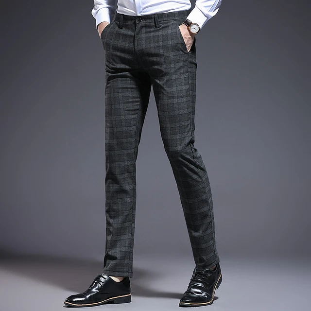 Buy Men Navy Slim Fit Check Business Casual Trousers Online - 476706 |  Allen Solly