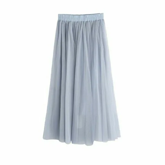 

Spring And Summer Mesh Dress Autumn And Winter Korean-style High-waisted Slimming Versatile A- line Pleated Tutu Network Mesh Dr