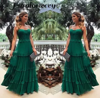 

Green Elegant Party Dress Summer Woman Ruffle Elegant Chiffon Dress Sleeveless Spaghetti Strap Ladies Long Dresses For Women