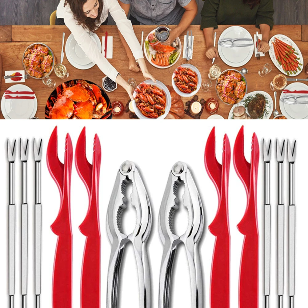 12Pcs Seafood Tools Crab Crackers Nut Cracker Forks Set Opener Shellfish Lobster 12Pcs Seafood Tools Crab Crackers Nut Cracker Forks Set Opener Shellfish Lobster