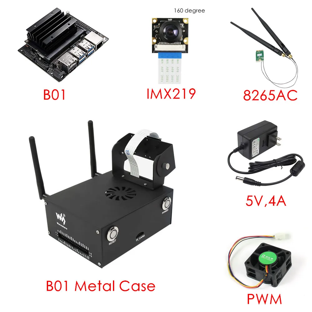 Nvidia Jetson Nano Developer Kit Imx219 Camera 8265ac Wifi Module Pwm Fan With Adapter For Ai