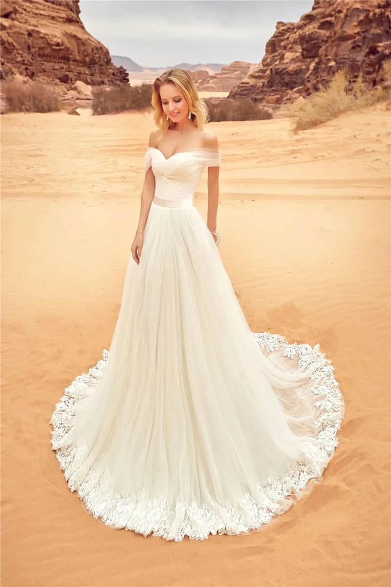 

Sweetheart Short Sleeves Lace Appliques A-Line Wedding Dresses Adjustable Lace Up Back Corset Bride's Wedding Gowns Modest