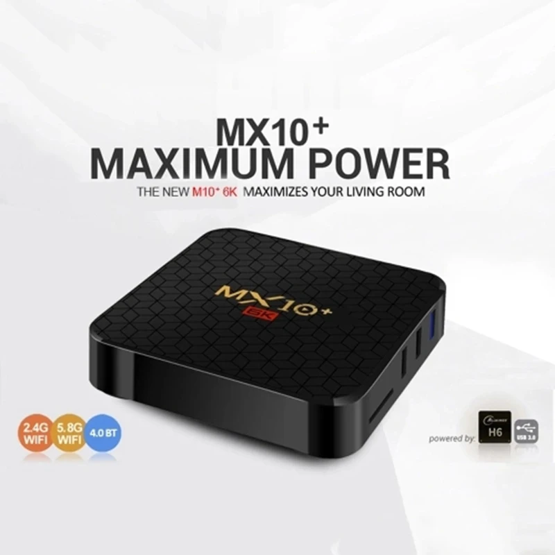 MX10+ Intelligent Set Top Box 6K Wifi Media Player TV Receiver Network TV Set-Top Box Android 9 ALLWINNER H6 4096 x 2160 4GB RAM
