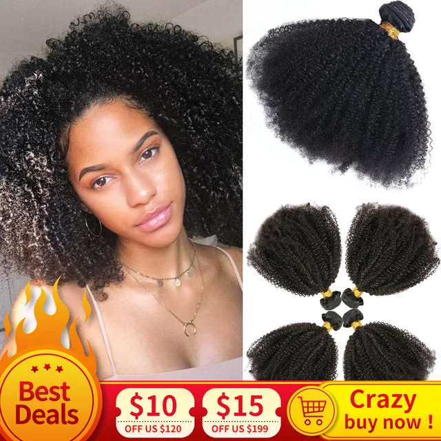 Mongolskie Afro Kudryavye Vyushiesya Volosy Pletenie 3 4 Puchki 100 Naturalnye Chernye Remy Chelovecheskie Volosy Puchki Dlya Narashivaniya Bez Zaputyvaniya Dvojnoj Utok