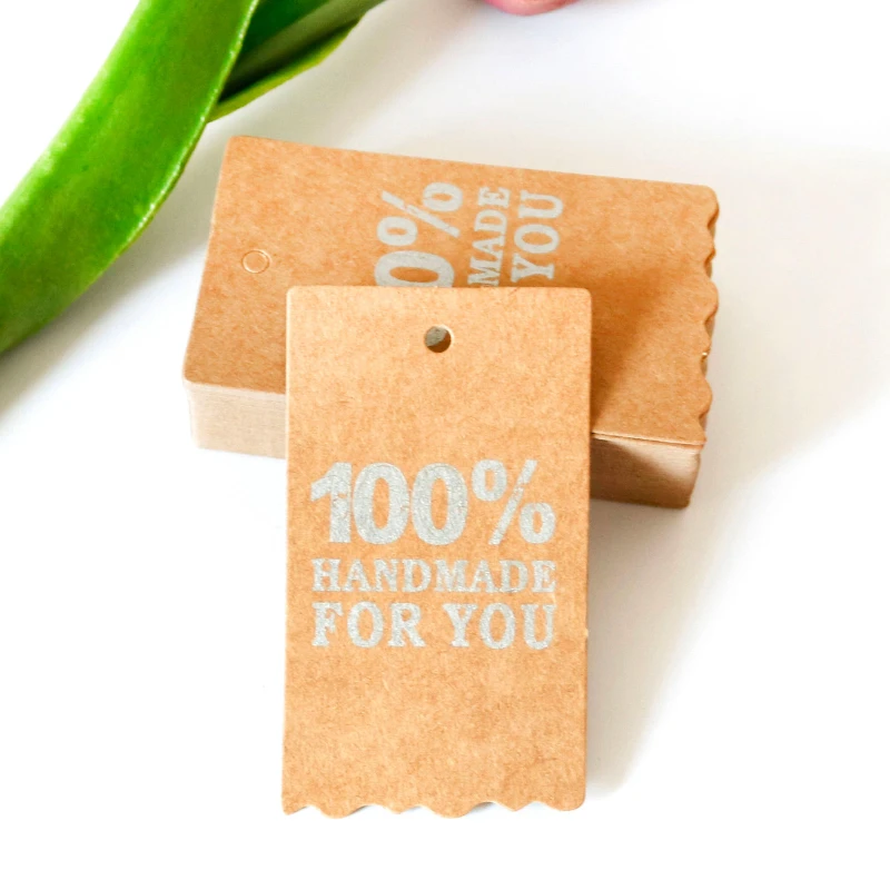 50pcs Handmade Kraft Paper Hang Tags with String DIY Gift Packaging Labels Wedding Party Decor Hang Tag Message Card Price Label