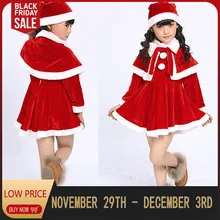 Симпатичная одежда для маленьких девочек, комплекты для детей, Дети для маленьких девочек s Рождественская одежда костюм Платья для вечеринок+ накидка+ Шляпа L919