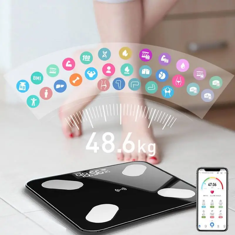 Bluetooth Smart Tubuh Lemak Skala Digital Skala Berat Badan Smart Backlit  Display Skala Berat Badan Lemak Tubuh BMI Aplikasi Kebugaran|Perawatan kaki  Alat| - AliExpress