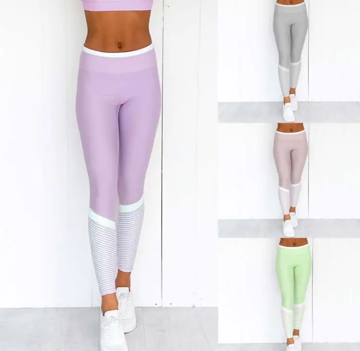 

BKLD summer women striped print patchwork high waist ankle length pants fitness leggings 2019 new streetwear women bodycon pants