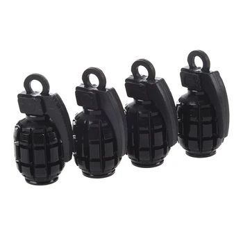 

SODIAL(R) 4 Pcs Metal Plastic Pure Black Grenade Shape Car Tire Valve Cap