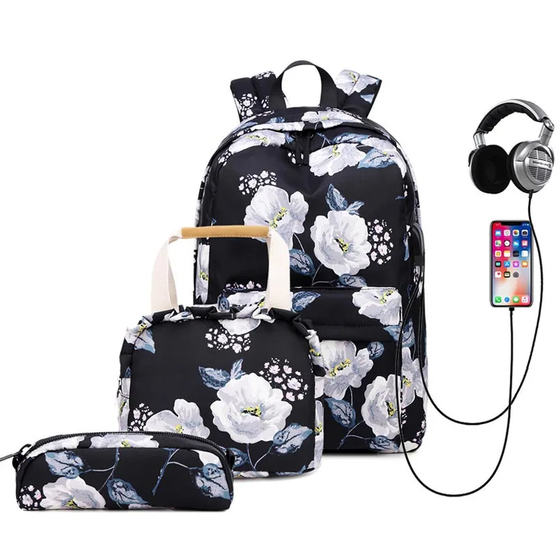 Lightweight Print Casual Backpack Floral Pattern Students Backpack School Bookbag Travel Daypack for Girls Boys Ladies