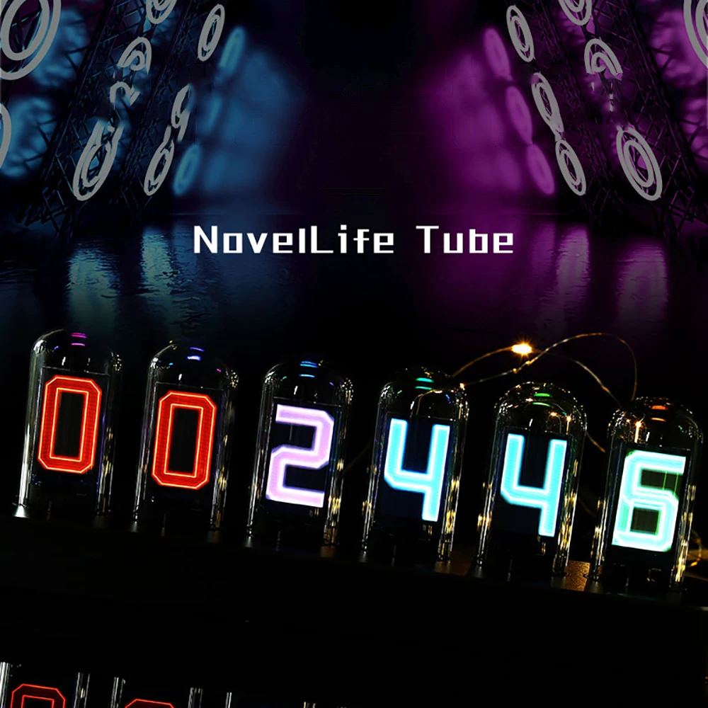

DIY Tools IPS RGB pseudo glow tube clock creative retro desktop ornaments The Gate of Destiny