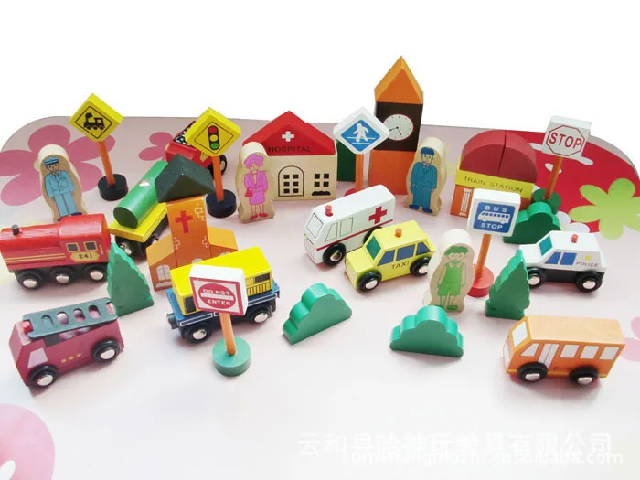 

Wooden Building Blocks City Traffic Building Blocks Yx17 Children'S Educational Assembling Building Blocks Car Traffic Lights Tr