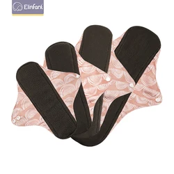 Elinfant 4 pièces/ensemble – coussinets menstruels lavables et imperméables au charbon de bambou, coussinets hygiéniques réutilisables 