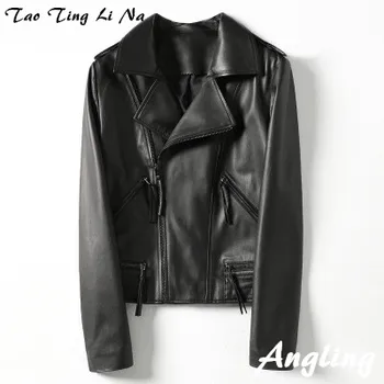 

2020 Women Spring Genuine Real Sheep Leather Jacket H24