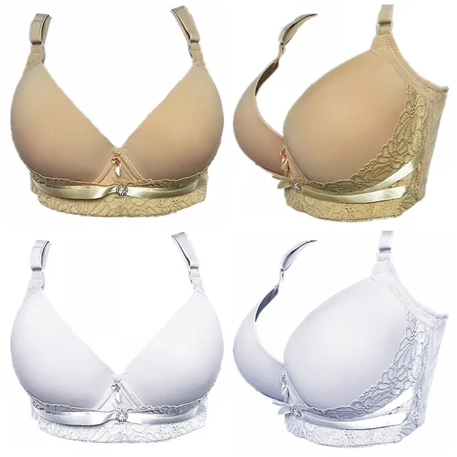 Women Comfortable T-Shirt Bra Plus size Underwired Padded thin Sexy Lace  Droplet Ribbon Big Cup Volumn Bras 38D-50DD H318