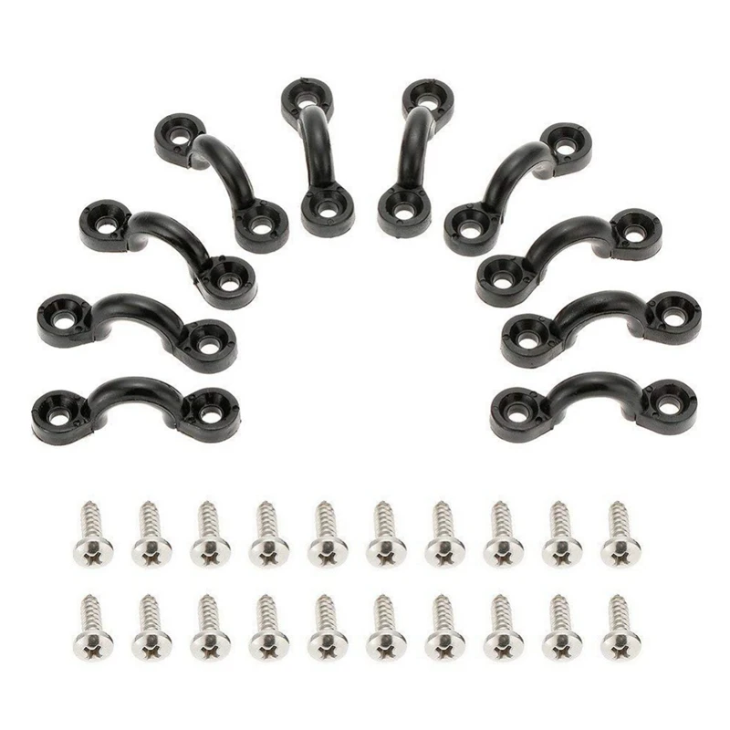 

10pcs C-Shaped Nylon Bungee Deck Loops Tie Down Pad Eye with 20 Screws for Boat Kayak Deck Rigging Kit Boat Kayak
