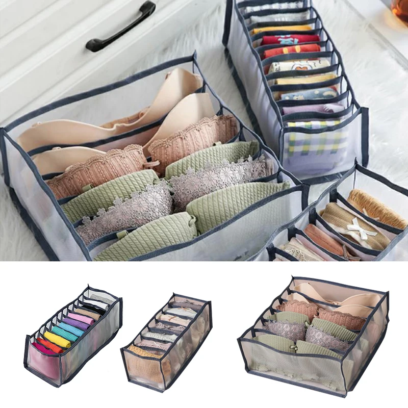 

Dormitory Closet Organizer For Socks Home Separated Underwear Storage Box 7 Grids Bra Organizer Foldable Drawer Organizer