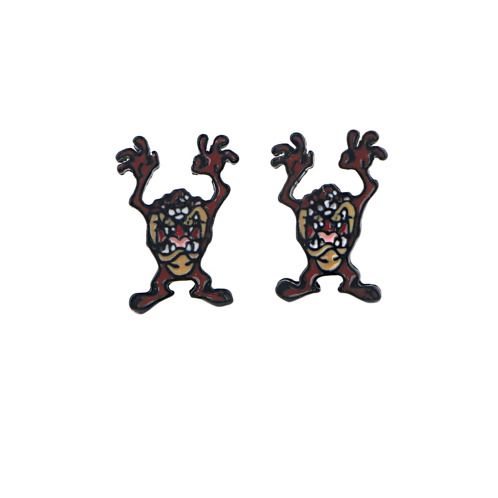 

ZF2048 1pair Anime Cartoon Monster Stud Earrings For Women Enamel Stainless Steel Pierce Korea Earrings Cool Jewelry Gift