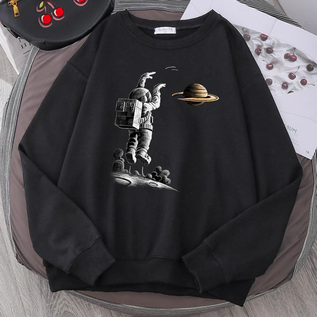Astronaut Jumps To Saturn Sweatshirts Cartoon Printing Men's Sweatshirt  Round Neck Korean Male Hooded Trend Vintage Man Clothing - AliExpress