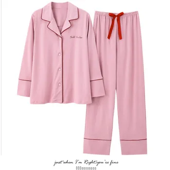 

Warm Pajamas for Women Home Suit Pijamas Women Cotton Winter Pyjamas Home Suit Women's Nightie Pink Letter Print Sleepwear Set