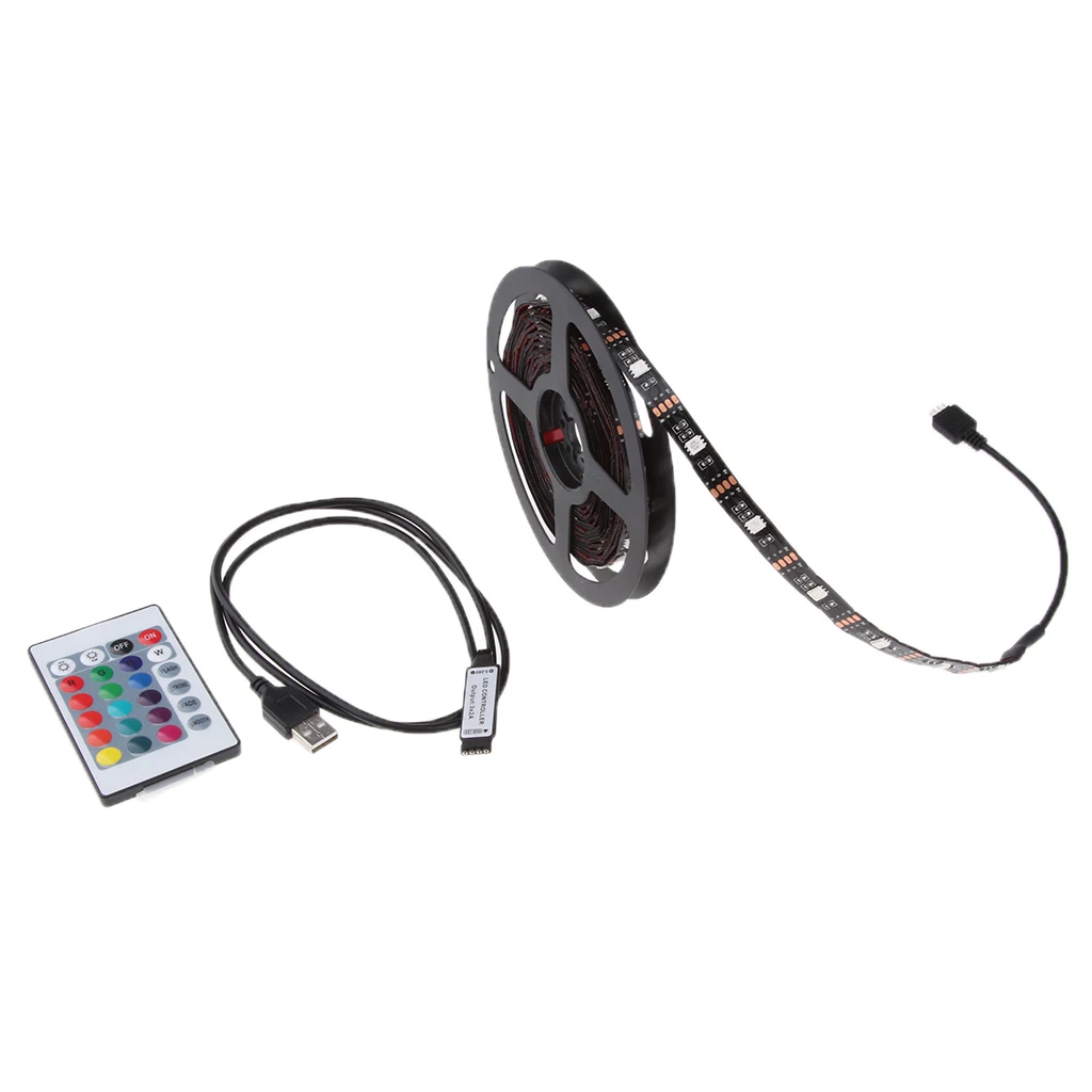 2 Set DC 5V USB LED RGB Strip Light TV Back Lighting with 24-Key Remote - 4m