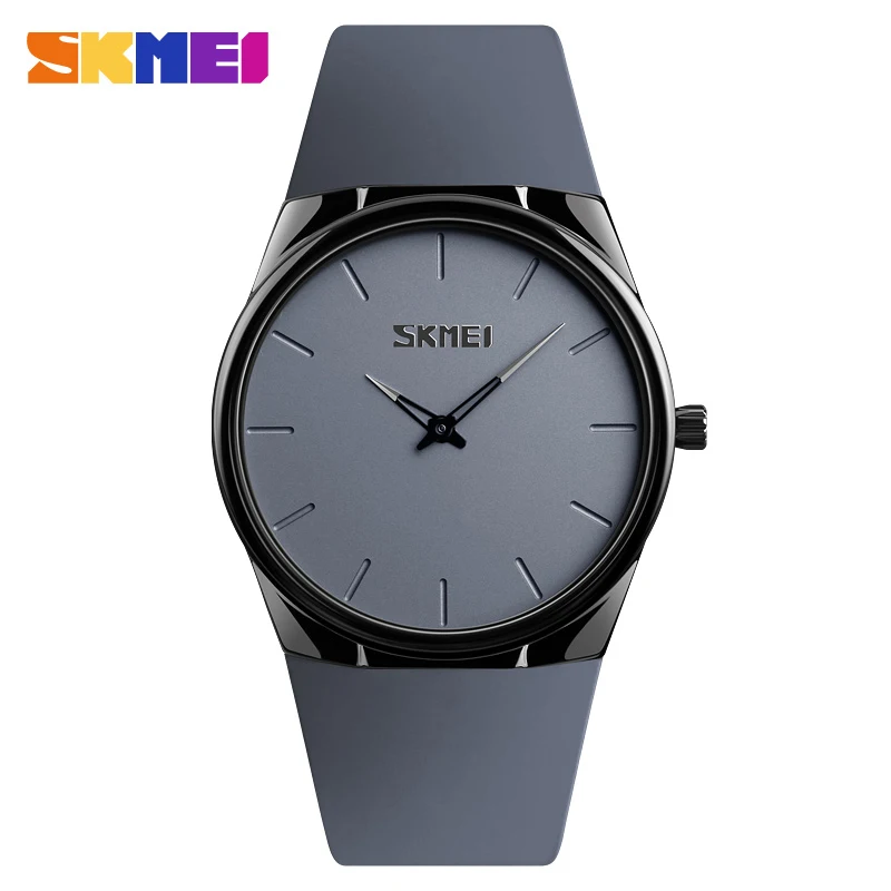 SKMEI New Women Quartz Watches Fashion Casual Ultra Thin Wristwatches Waterproof Simple Black Women Watch relogio feminino 1601S - Цвет: Серый