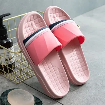 

Summer Unisex Home Non Slip Slippers Women Mix Color Causal Simple Bathroom Beach Slides Comfor Light Soft Sole Ladies Shoes Men
