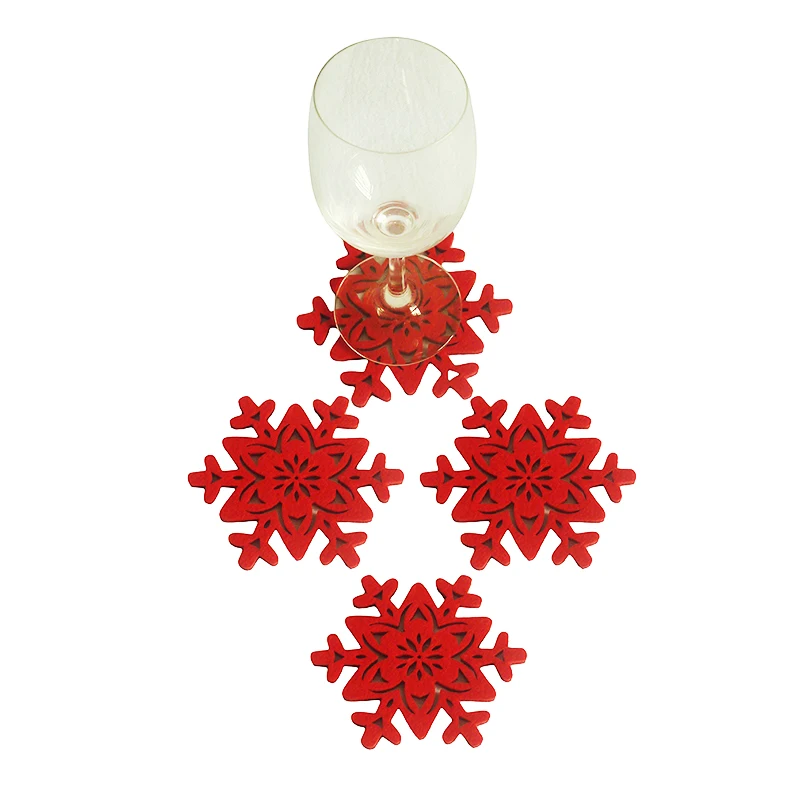4 шт./компл. Рождественская Снежинка в форме циновка чашки Coaster противоскользящие стол столовых Рождественский праздничный Декор