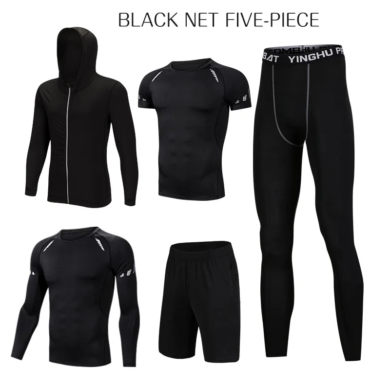 8 Black Net 5 шт./компл. Для мужчин, спортивный костюм для бега, спортивный костюм тренажерный зал Фитнес сжатия Одежда для бега спортивная одежда тренировки колготки - Цвет: 8 Black Net