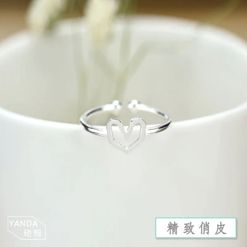 DIEERLAN Bijoux личность 925 пробы Серебряное сердце кольца для женщин Свадебные украшения регулируемый античный перстень Anillos