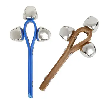 

Children Handheld 3 Jingle Bells Faux Leather Rattle Musical Instrument Toy Gift
