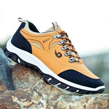 

Spring and Autumn Man Sports Shoes Casual Wearable Hiking Sneakers Male Non-slip Running Quality Leather Shoes Large size 44