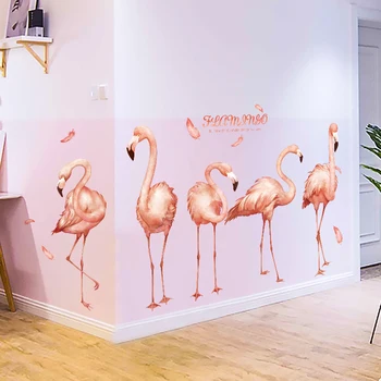 

Flamingos Wall Stickers for Kids rooms Bedroom Removable Wall Decals Vinyl Creative Animals Murals Wall Decoration Self-adhesive