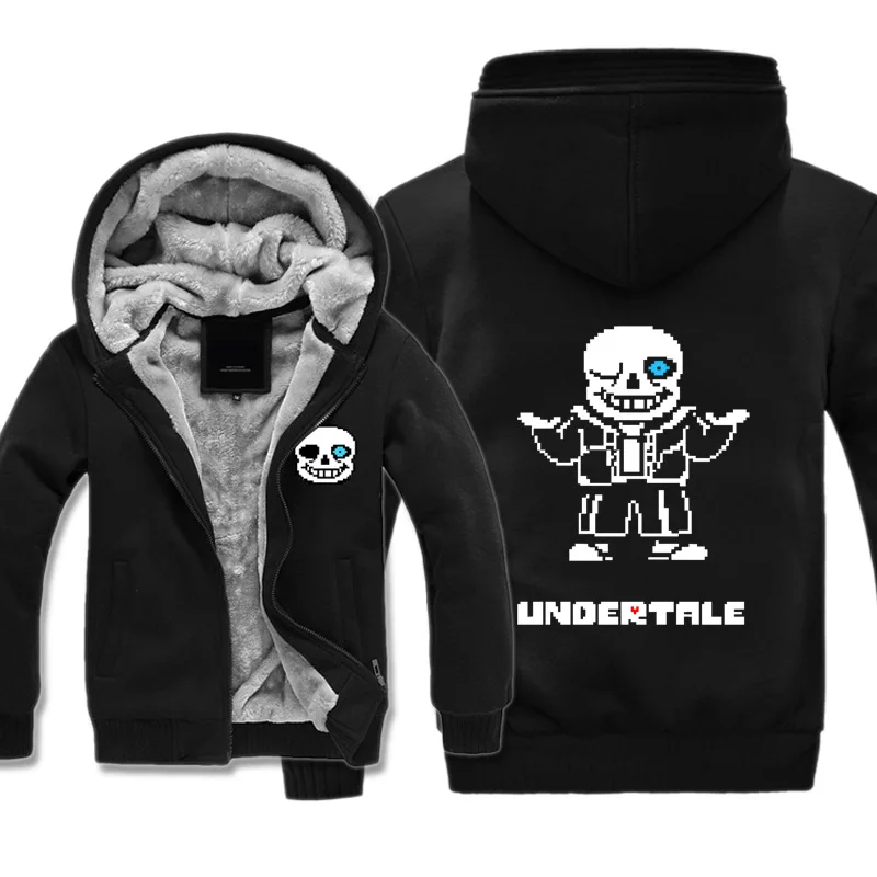 Мужская Утепленная Толстовка undertale sans man cosplay с принтом на молнии, куртка, зимние толстовки, пальто, длинный рукав, повседневная с капюшоном