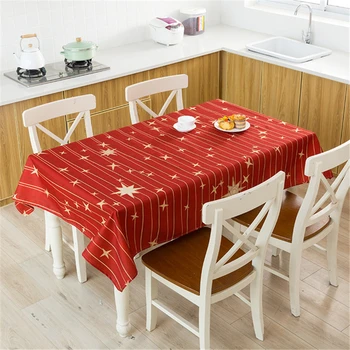 

Christmas Table Cloth Dinner Party New Year Printed Rectangle Waterproof Linen Tablecloth Christmas Table Cover Decorations