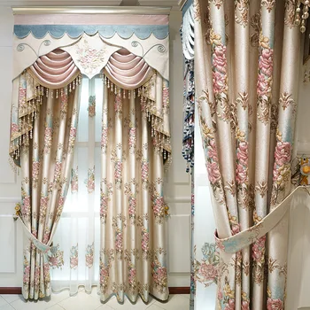 

High Precision Curtains for Bedroom Villa Window Curtain for Living Room Embroidered Gauze Curtains 3D Floral Girl Curtains
