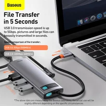 Baseus 8 in 1 Type C HUB USB C HUB to HDMI RJ45 SD Reader PD 100W Charger USB 3.0 HUB For MacBook Pro Air Dock Station Splitter