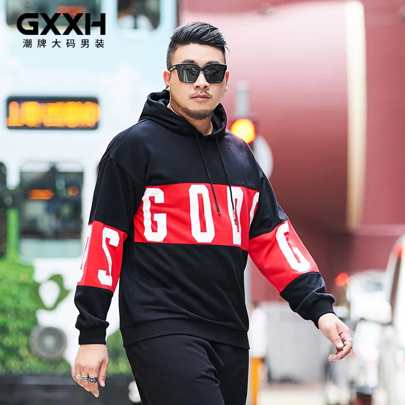 GXXH большие мужские толстовки, модный бренд, большие размеры, Мужская Осенняя свободная толстовка с капюшоном, толстовка с принтом, большой размер d с капюшоном