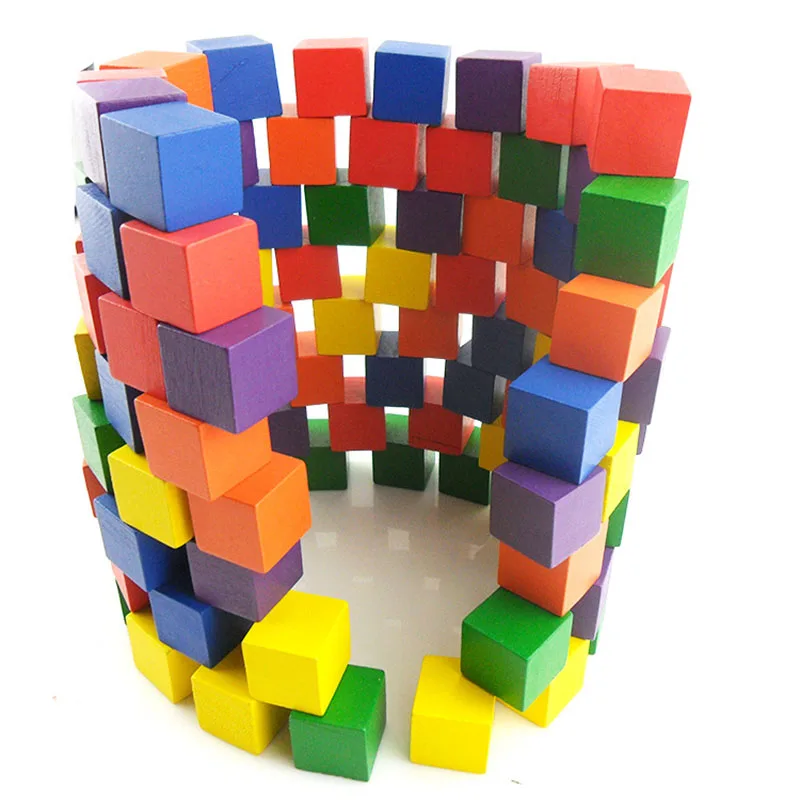 Wooden Toys 100psc Square Color Mathematics Teaching Aid 2cm Kids Baby Enlightenment educational cube Blocks Toy Gifts | Игрушки и хобби