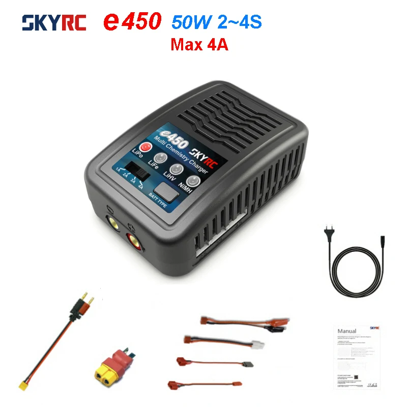 

SKYRC e450 Multi Chemistry Balance Charger 2S 3S 4S LiPo LiFe LiHV 6S 8S NiMH Battery Balance Charger AC 110V-240V