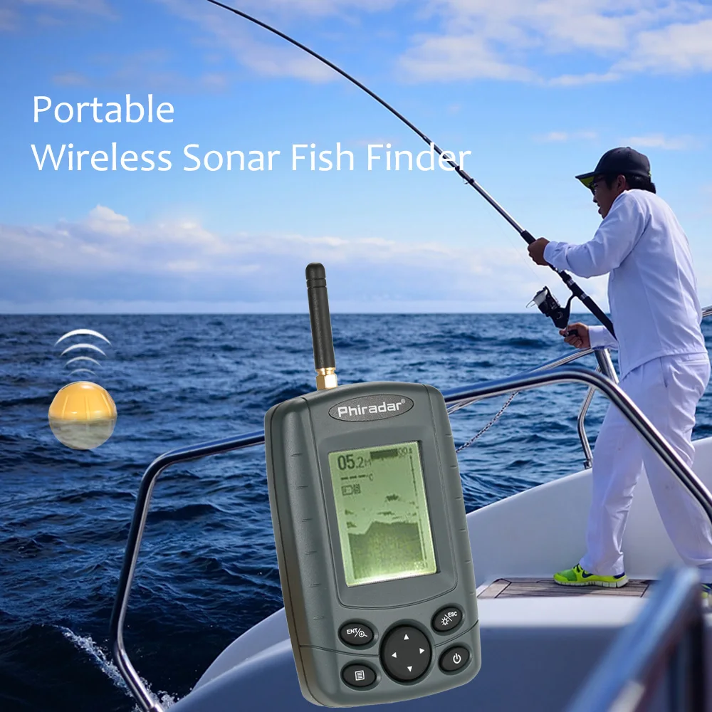 

New Portable Fish Finder Outdoor Wireless 125KHz Sonar Sensor Fishing Finder Fish Depth Alarm Detector Fishing Tackle