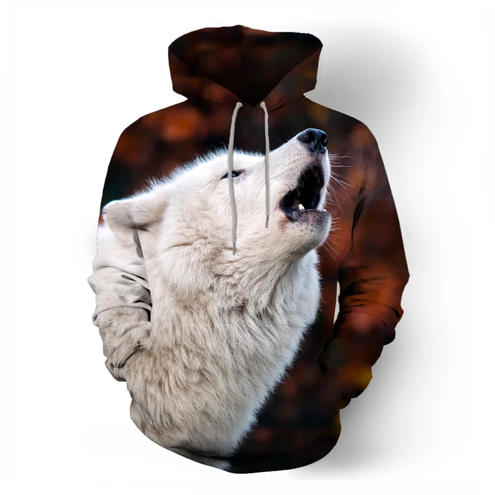 

Latest Fashion Men White Wolf Animal 3D Printed Hooded Hoodies Men / Women's Shinning Wolf Design Sweatshirts 3D Harajuku Hoody