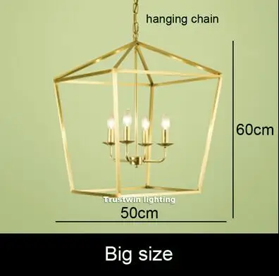 Стильный медный латунный золотой подвесной светильник с цепочкой, подвесной светильник, птичья клетка, гнездо для столовой, гостиной, золотой подвесной светильник - Цвет корпуса: big size