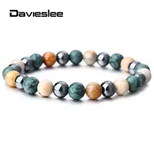 Мужской браслет из натурального бисера эластичный браслет с камнями для женщин смешанный бисер Йога Медитация 19 см ювелирный подарок Прямая поставка DDBM75